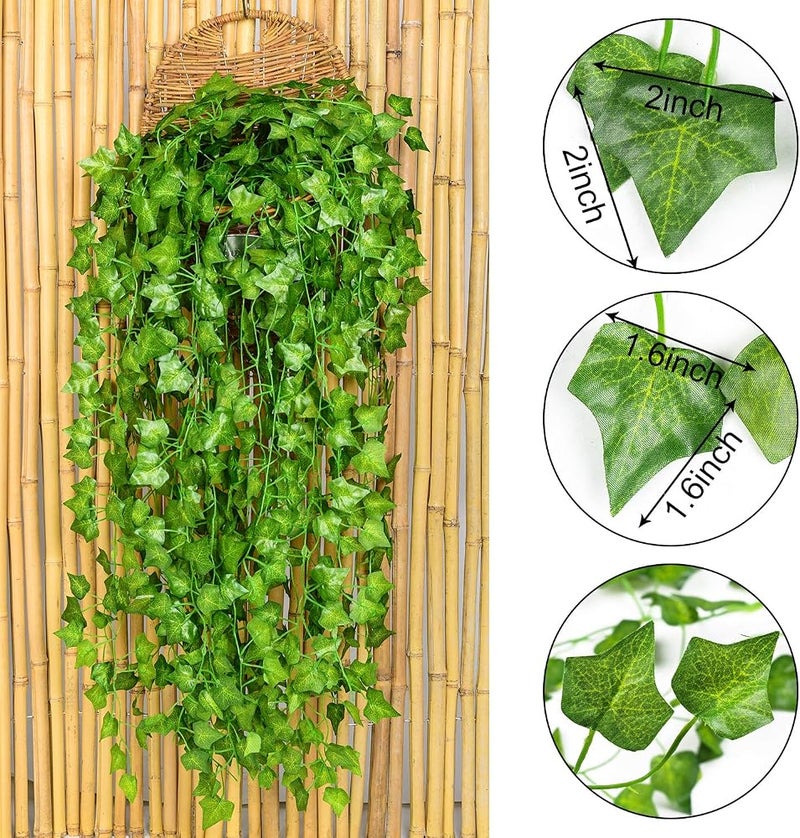 DearHouse 12 Strands Artificial Ivy Leaf Plants Vine Hanging Garland Fake Foliage Flowers Home Kitchen Garden Office Wedding Wall Decor, 84 Feet, Green - Image 4