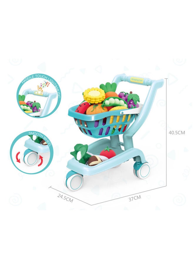 Children's Kitchen Shopping Cart Toy Electric Music Trolley Toy Birthday Gift For 4-6 Years Old Suit-Color:WY371-1 Pink 【12 Fruits】】 - Image 4