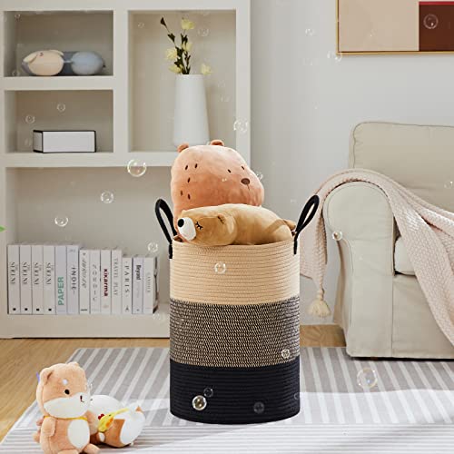 VIPOSCO Large Laundry Hamper, Tall Woven Rope Storage Basket for Blanket, Toys, Dirty Clothes in Living Room, Bathroom, Bedroom - 72L Brown & Black - Image 2