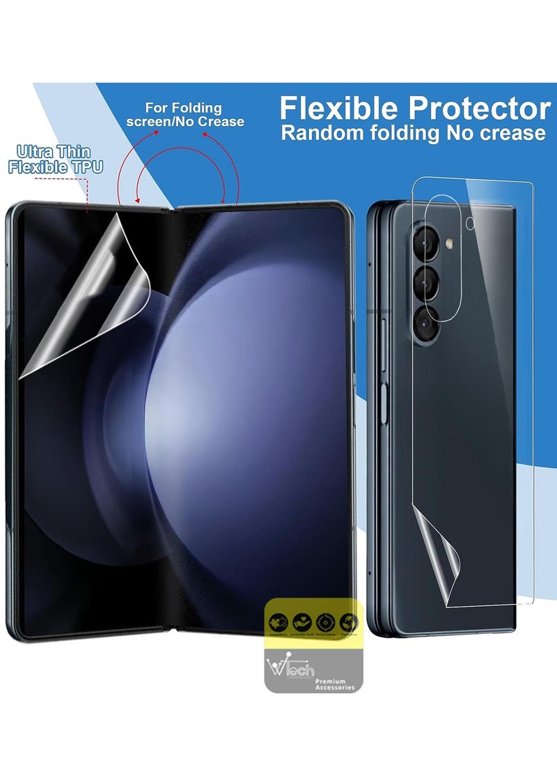 Wtech Front And Back Screen Protector Transparent Film For Samsung Galaxy Z Fold5 5G 2023 Clear - Image 5