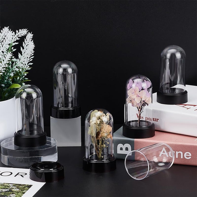 NBEADS 6 Sets Plastic Display Dome Cloche, Display Dome Case with Acrylic Base Clear Cloche Bell Jar Terrarium for Valentine's Day Flower Decorations Crafts, 1.8x3.23 Inch - Image 4