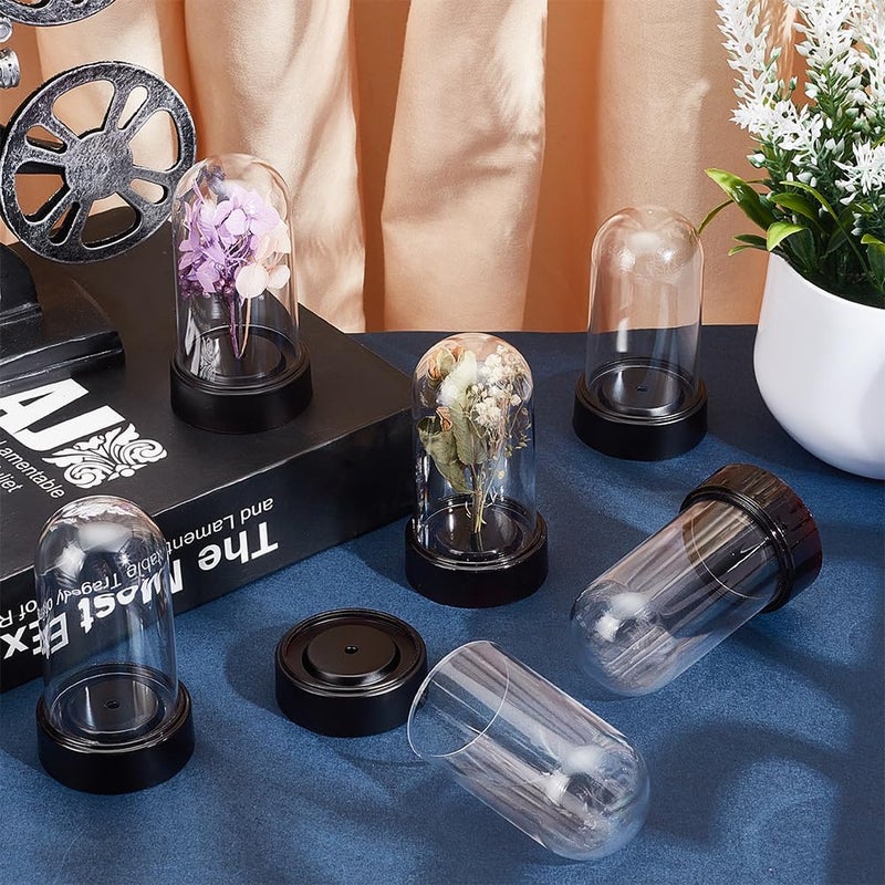 NBEADS 6 Sets Plastic Display Dome Cloche, Display Dome Case with Acrylic Base Clear Cloche Bell Jar Terrarium for Valentine's Day Flower Decorations Crafts, 1.8x3.23 Inch - Image 5
