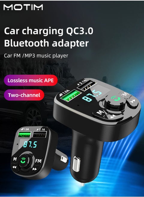 أجهزة إرسال FM للسيارة محول بلوتوث جهاز استقبال الصوت ومشغل موسيقى MP3 وشحن السيارة QC3.0 محول بلوتوث