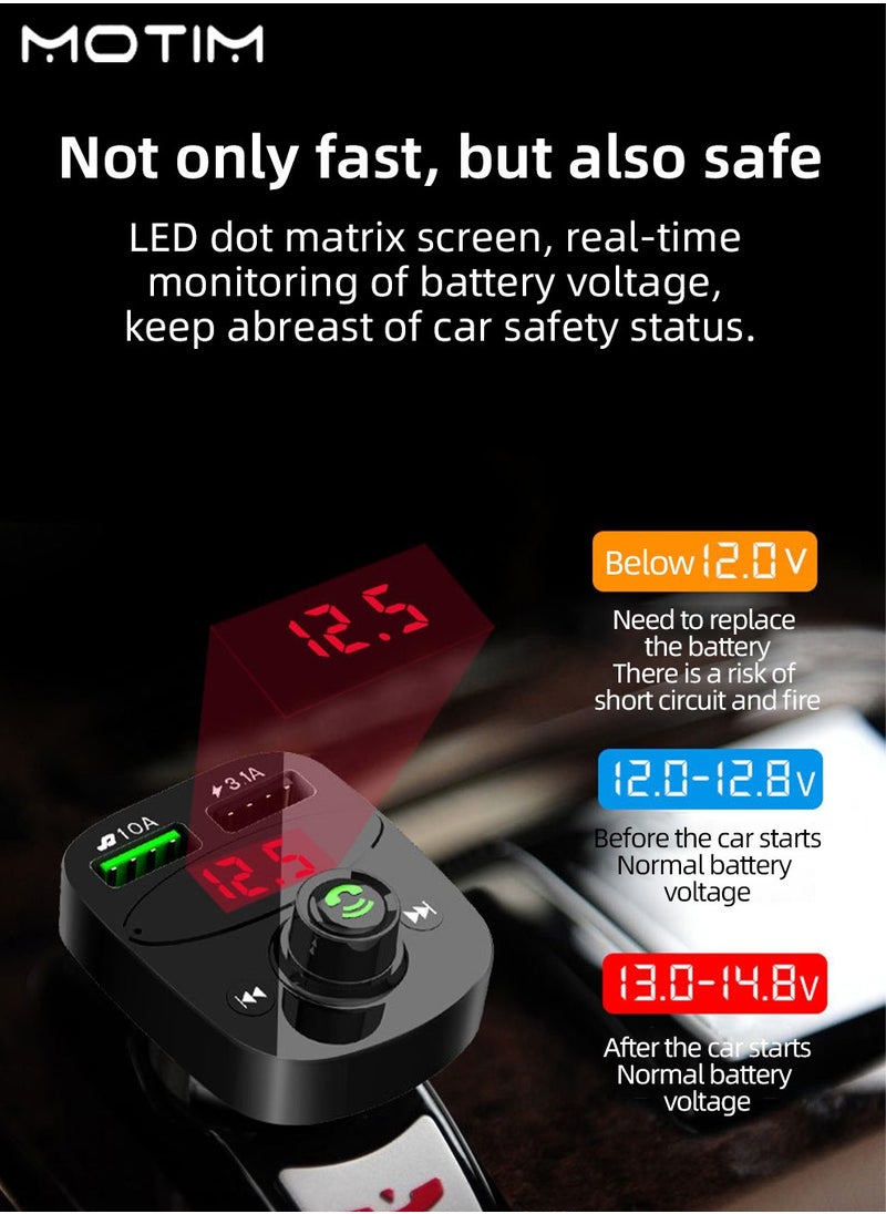Motim Car FM Transmitters Bluetooth Adapter Audio Receiver And MP3 Music Player And Car Charging QC3.0 Bluetooth Adapter  - Image 4