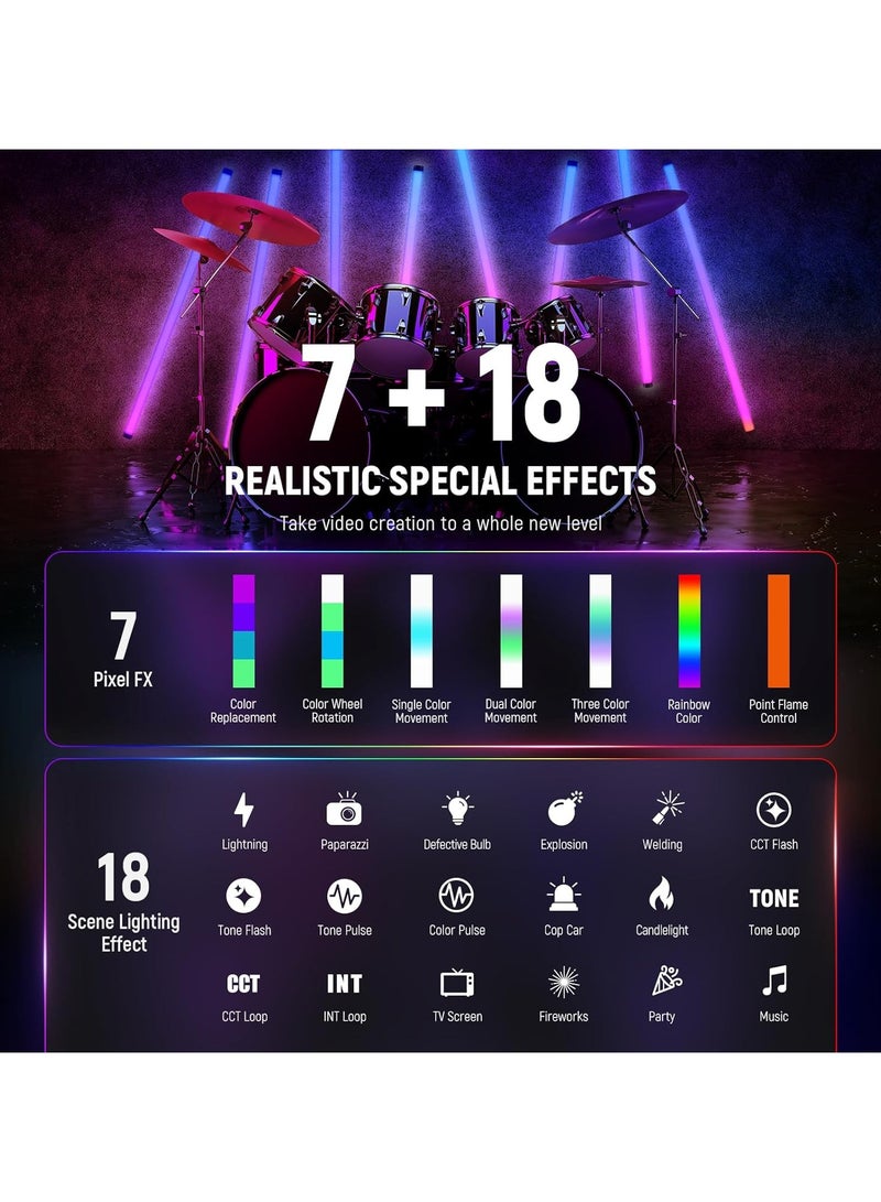 نيوير NEEWER TL120C ضوء LED ملون على شكل عصا | ضوء أنبوب محمول باليد مع ألوان وسطوع قابل للتعديل للتصوير الفوتوغرافي، الفيديو، البث المباشر - Image 4