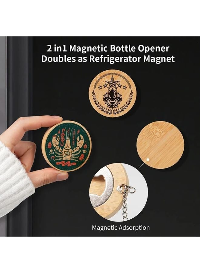 12 قطعة 2 في 1 فتاحات زجاجات من الخيزران للتسامي، مساند ثلاجة من الفولاذ المقاوم للصدأ للمطبخ والبار والمطعم بألوان متعددة - Image 4