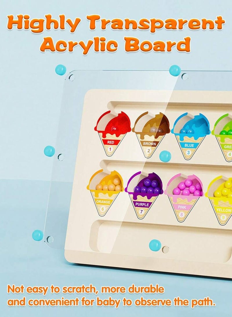 Wooden Magnetic Ice Cream Maze Puzzle Toy – Color & Number Sorting Game for Toddlers, Enhances Fine Motor Skills & Spatial Thinking – Educational Gift for Boys & Girls Ages 3+, Ideal for Christmas, Birthdays & Holidays  - Image 4