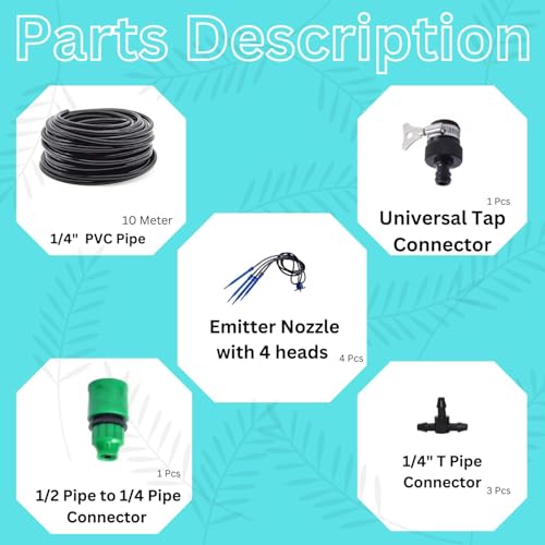 JERN Eco-Friendly Drip Irrigation System with 4-Way Arrow drip System emitters providing micro-flow irrigation for water-Saving Solution for Gardens, Lawns, & Potted Plants (16 Plants) - Image 2