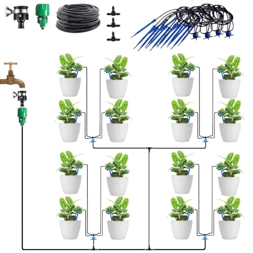JERN Eco-Friendly Drip Irrigation System with 4-Way Arrow drip System emitters providing micro-flow irrigation for water-Saving Solution for Gardens, Lawns, & Potted Plants (16 Plants) - Image 1