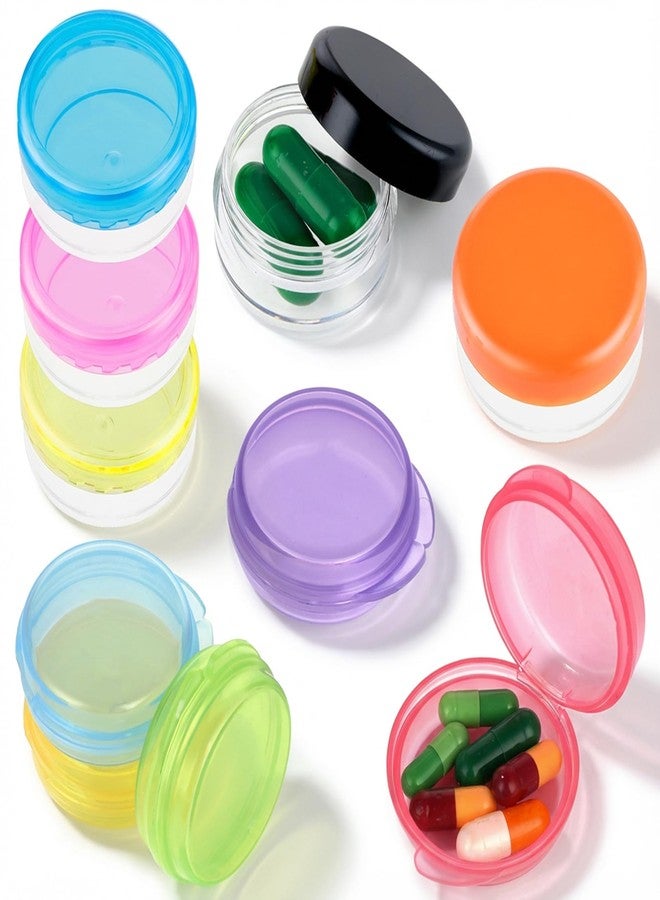 Heclia Hecila 10PCS Small Pill Case Round Pill Box Travel Pills Container Portable Mini Medicine Storage Daily Pills Organizer Container Clear Compact Caddy Dispenser Medicine Case Holder for Pocket Purse - Image 1