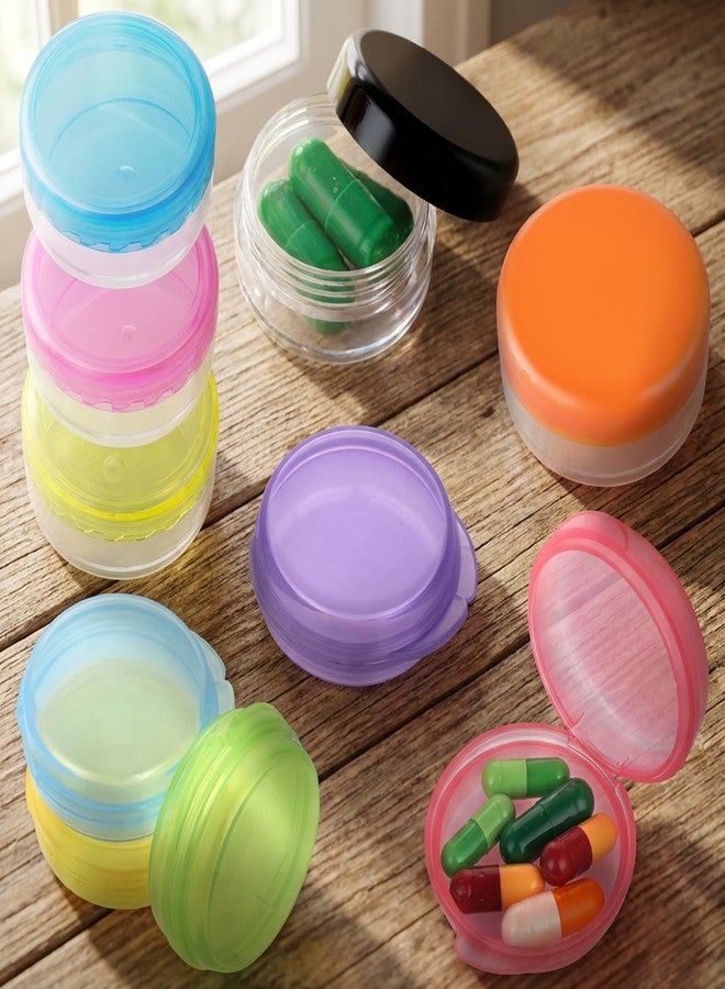 Heclia Hecila 10PCS Small Pill Case Round Pill Box Travel Pills Container Portable Mini Medicine Storage Daily Pills Organizer Container Clear Compact Caddy Dispenser Medicine Case Holder for Pocket Purse - Image 5
