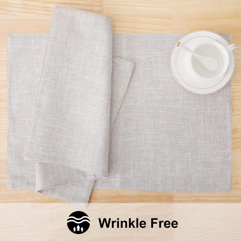 homing Cotton Linen Placemats Set of 6, Cloth Washable Farmhouse Dining Table Mats for Indoor, Outdoor, Easter, Easy to Clean, Neutral Beige, 13 x 19 Inch - Image 5