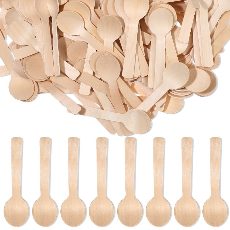 Gejoy 1500 Pcs Small Wooden Spoons Bulk 39 Inch Wood Mini Spoon Tiny Birchwood Disposable Spoons Wooden Cutlery Wooden Party Utensils for Ice Cream Desserts Tasting Eating Scoop Sample Serving