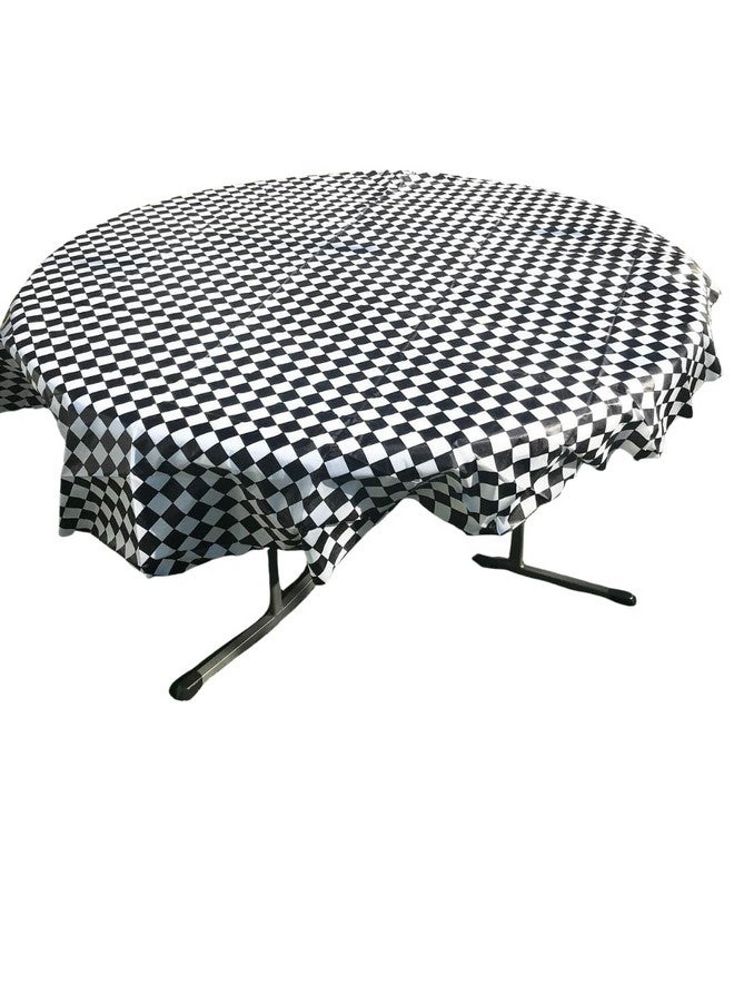 أوجامي حزمة من 4 أغطية طاولة بعلم مربعات باللونين الأبيض والأسود لصالح الحفلات/مفرش طاولة مربعات/غطاء طاولة سباق مربعات للاستعمال مرة واحدة (78 جولة) - Image 2