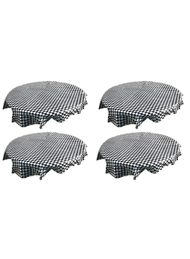 أوجامي حزمة من 4 أغطية طاولة بعلم مربعات باللونين الأبيض والأسود لصالح الحفلات/مفرش طاولة مربعات/غطاء طاولة سباق مربعات للاستعمال مرة واحدة (78 جولة) - Image 1
