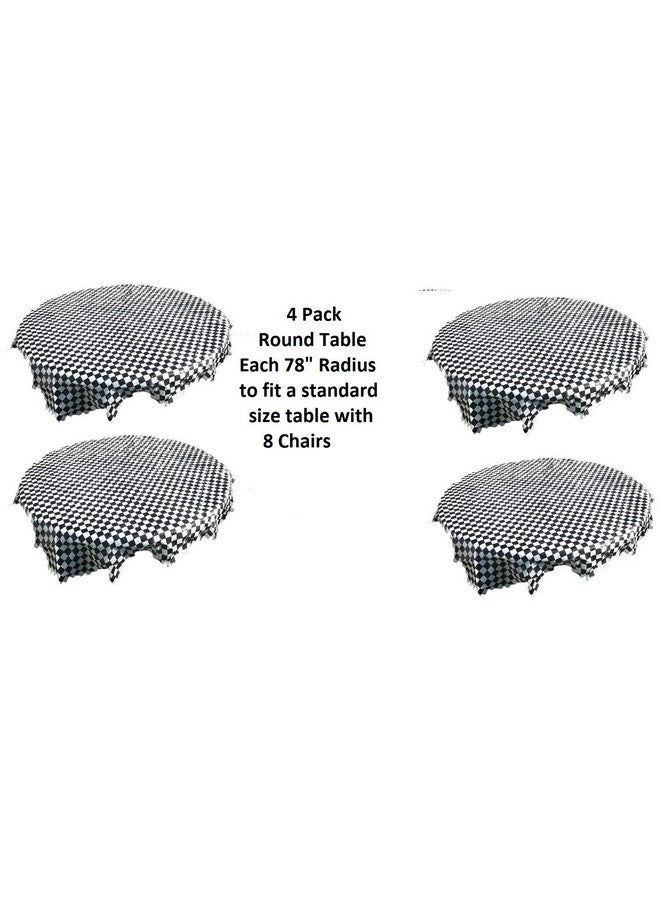 أوجامي حزمة من 4 أغطية طاولة بعلم مربعات باللونين الأبيض والأسود لصالح الحفلات/مفرش طاولة مربعات/غطاء طاولة سباق مربعات للاستعمال مرة واحدة (78 جولة) - Image 4