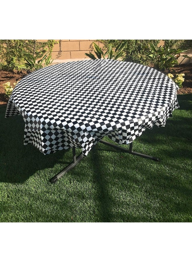 أوجامي حزمة من 4 أغطية طاولة بعلم مربعات باللونين الأبيض والأسود لصالح الحفلات/مفرش طاولة مربعات/غطاء طاولة سباق مربعات للاستعمال مرة واحدة (78 جولة) - Image 3