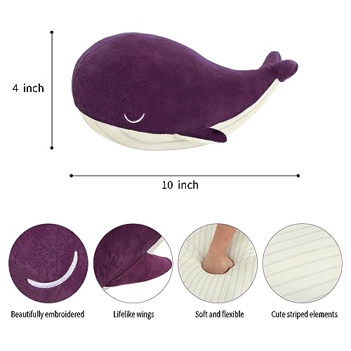 MUPI Whale Stuffed Animals Plush Pillow 4 Size Cute Soft Cotton Plushies Pillows Kawaii Blue Whale Toy Gifts for Kids Boys Girls Adults Purple 10 Inch - Image 5