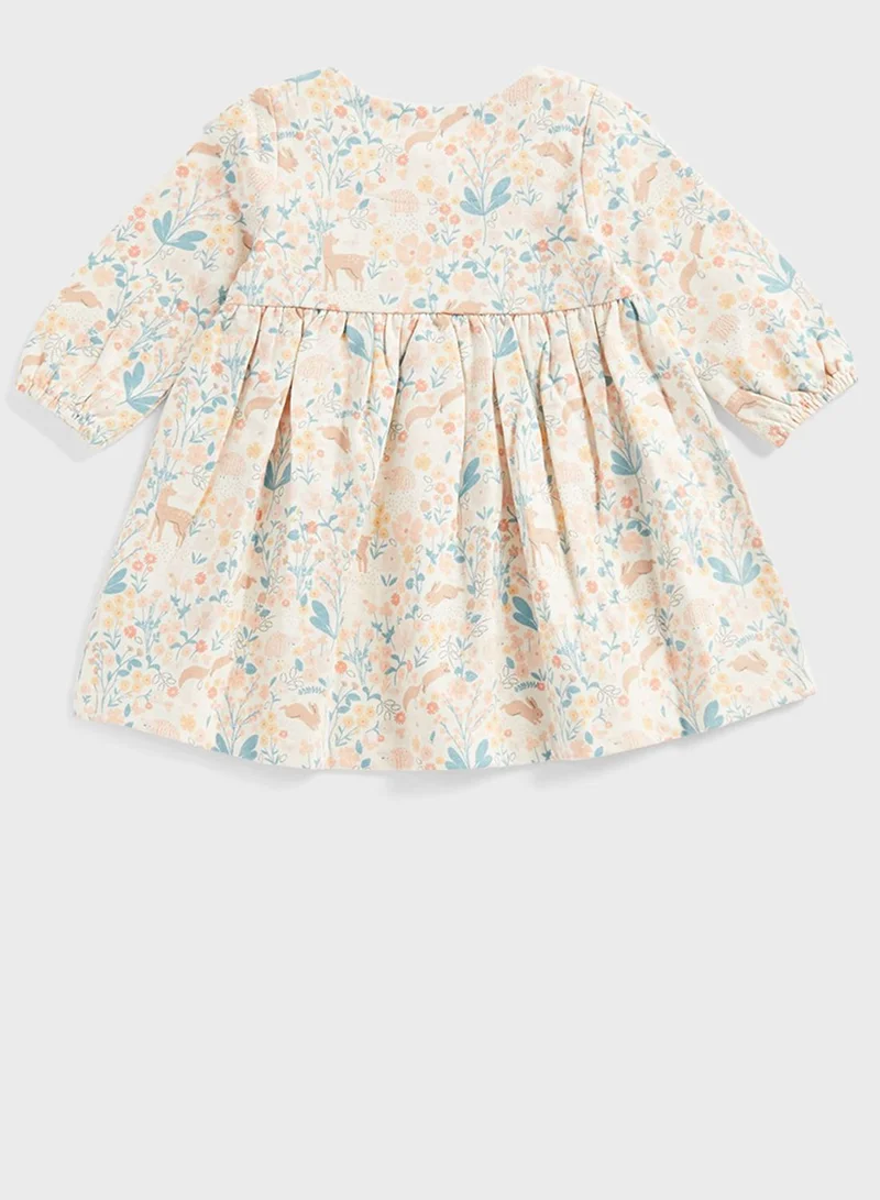 mothercare Infant Floral Print Midi Dress With Tights