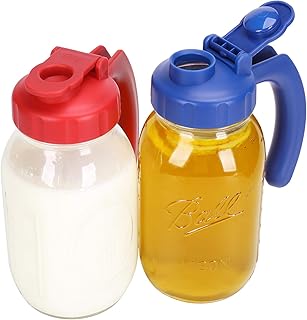 SOLIGT 2 Pack Regular Mouth Mason Jar Lids with Handle, Airtight & Leak-proof Seal, Easy Pouring Spout, Turns your - Image 1