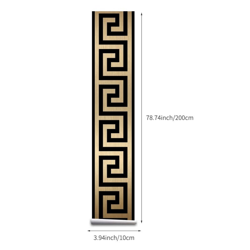 funlife Greece Pattern Peel and Stick Wall Border Stickers, Self Adhesive Skirting Wall Waist Line Decal for Bathroom Wall Vanity Mirror, 78.74"X3.93" Brushed Gold 1 Roll - Image 5
