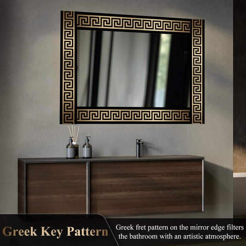 funlife Greece Pattern Peel and Stick Wall Border Stickers, Self Adhesive Skirting Wall Waist Line Decal for Bathroom Wall Vanity Mirror, 78.74"X3.93" Brushed Gold 1 Roll - Image 2
