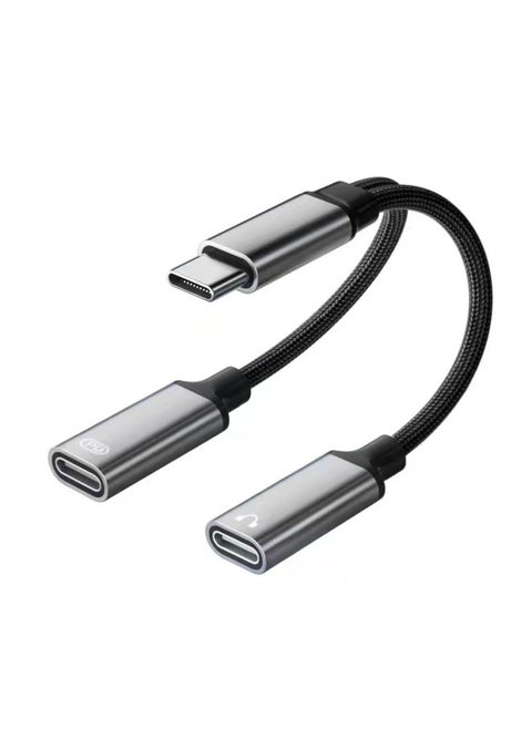 Type C To 3.5 Headset Charging 2-in -1 Adapter For Iphone 15 TYPE-C Phone Adapter-Color:C+C（10W）