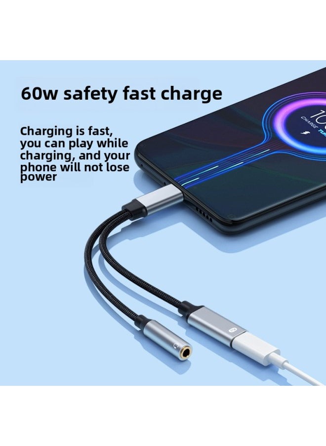 Generic - Type C To 3.5 Headset Charging 2-in -1 Adapter For Iphone 15 TYPE-C Phone Adapter-Color:C+C（10W） - Image 1