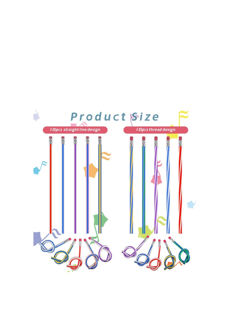 Excefore Soft Flexible Bendy Pencils 20 Pcs Colourful Magic Novelty Pencil for Kids  - Image 3