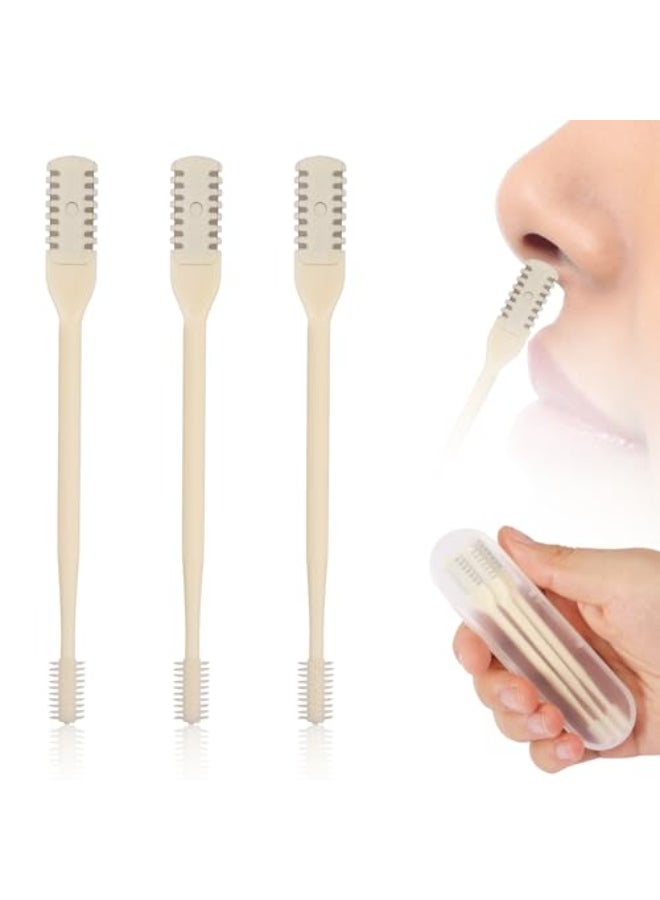 PEUTIER 3pcs 2 in 1 Nose Hair Trimmer 360 Rotating Nasal Hair Cutter Clipper Double Sided Nose Hair Cleaner Portable Manual Nostril Hair Removal Tool with Ear Picker for Men Women Cream - Image 1