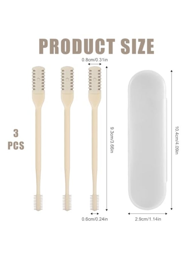 PEUTIER 3pcs 2 in 1 Nose Hair Trimmer 360 Rotating Nasal Hair Cutter Clipper Double Sided Nose Hair Cleaner Portable Manual Nostril Hair Removal Tool with Ear Picker for Men Women Cream - Image 3