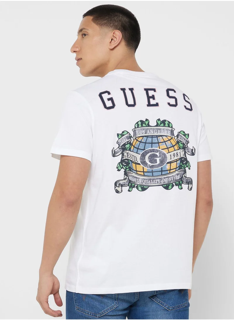 GUESS Logo Printed Crew Neck T-Shirt