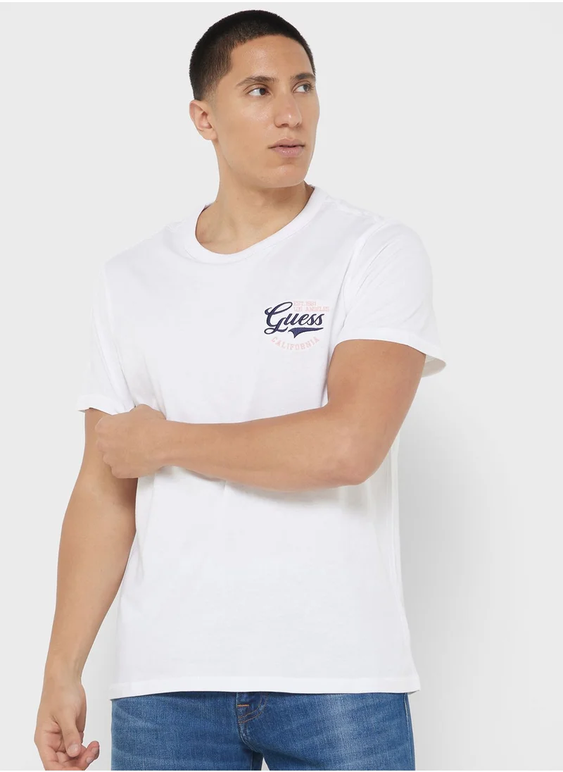GUESS Logo Printed Crew Neck T-Shirt