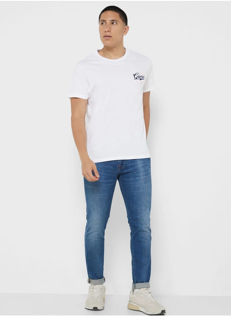GUESS Logo Printed Crew Neck T-Shirt