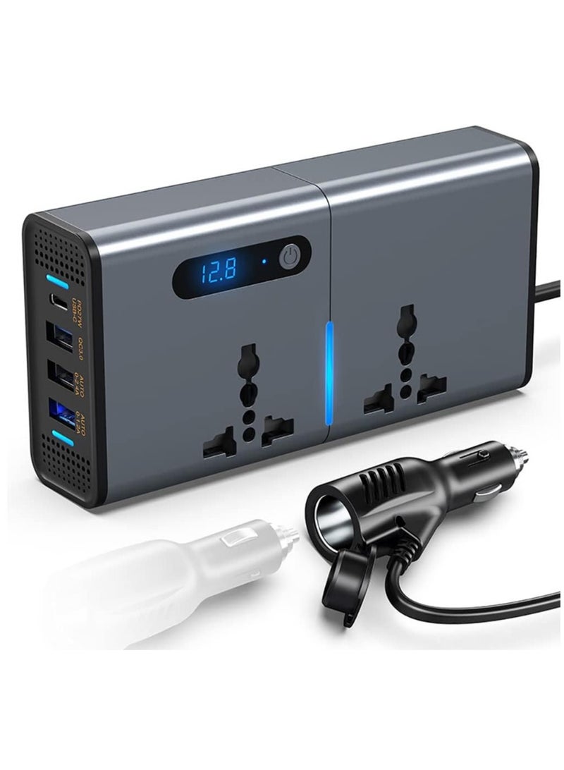 New 200W Car Power Inverter: 12/24V to 220V AC with USB & Type-C Charging Ports - Image 1