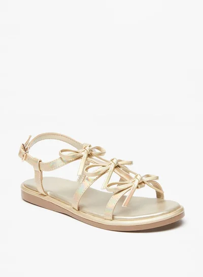 فلورا بيلا من شو إكسبرس Girls Bow Accent Flat Sandals with Buckle Closure
