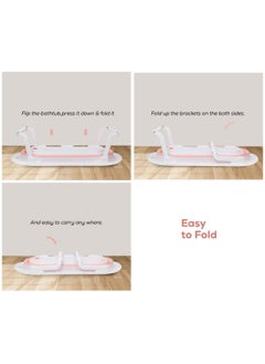 Nurtur Nurtur Foldable Baby Bathtub with Digital temperature display Mini swimming pool bather for baby with Non slip design  Pink  - Image 3