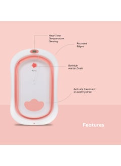 Nurtur Nurtur Foldable Baby Bathtub with Digital temperature display Mini swimming pool bather for baby with Non slip design  Pink  - Image 2