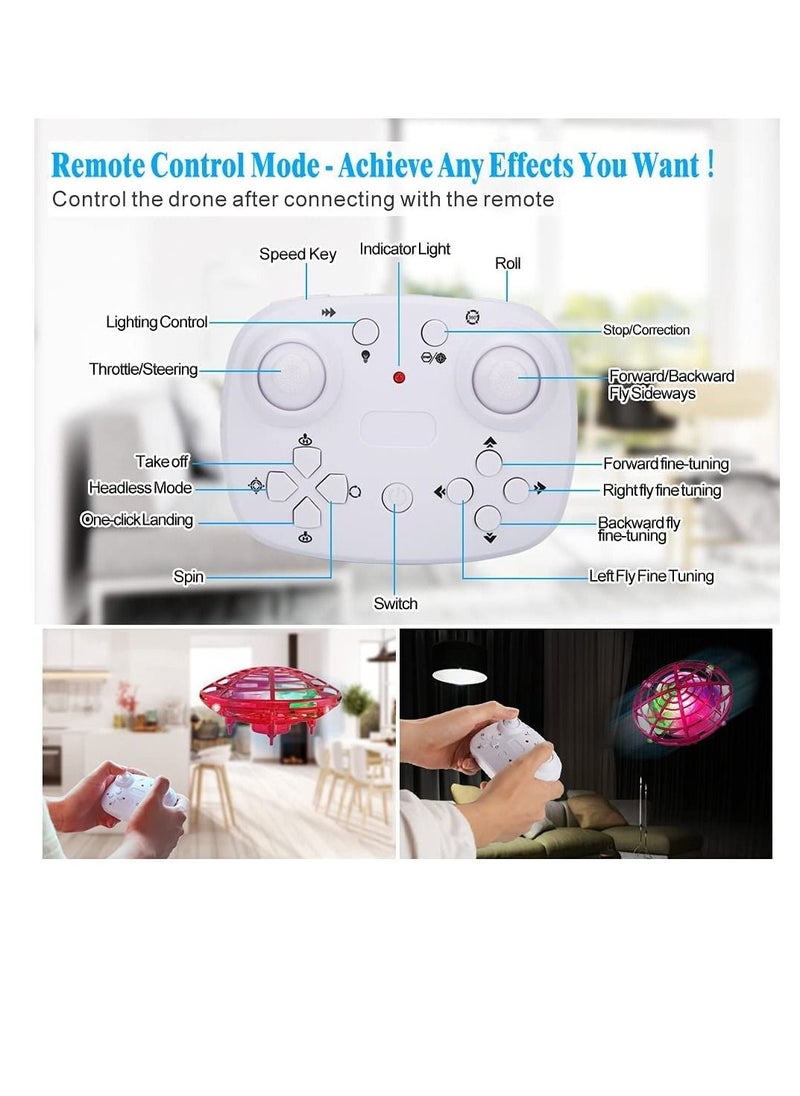 Excefore - Mini UFO Flying Ball Toys, Hand Operated Drone for Kids Adults, Hands-Free Motion Sensor Mini Drone, With 5 Infrared Sensors 360°Rotating and Flashing LED Lights, Suspended Rotating Flying Saucer - Image 1