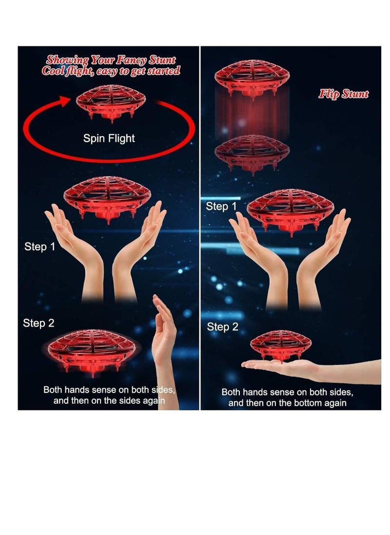 Excefore - Mini UFO Flying Ball Toys, Hand Operated Drone for Kids Adults, Hands-Free Motion Sensor Mini Drone, With 5 Infrared Sensors 360°Rotating and Flashing LED Lights, Suspended Rotating Flying Saucer - Image 1