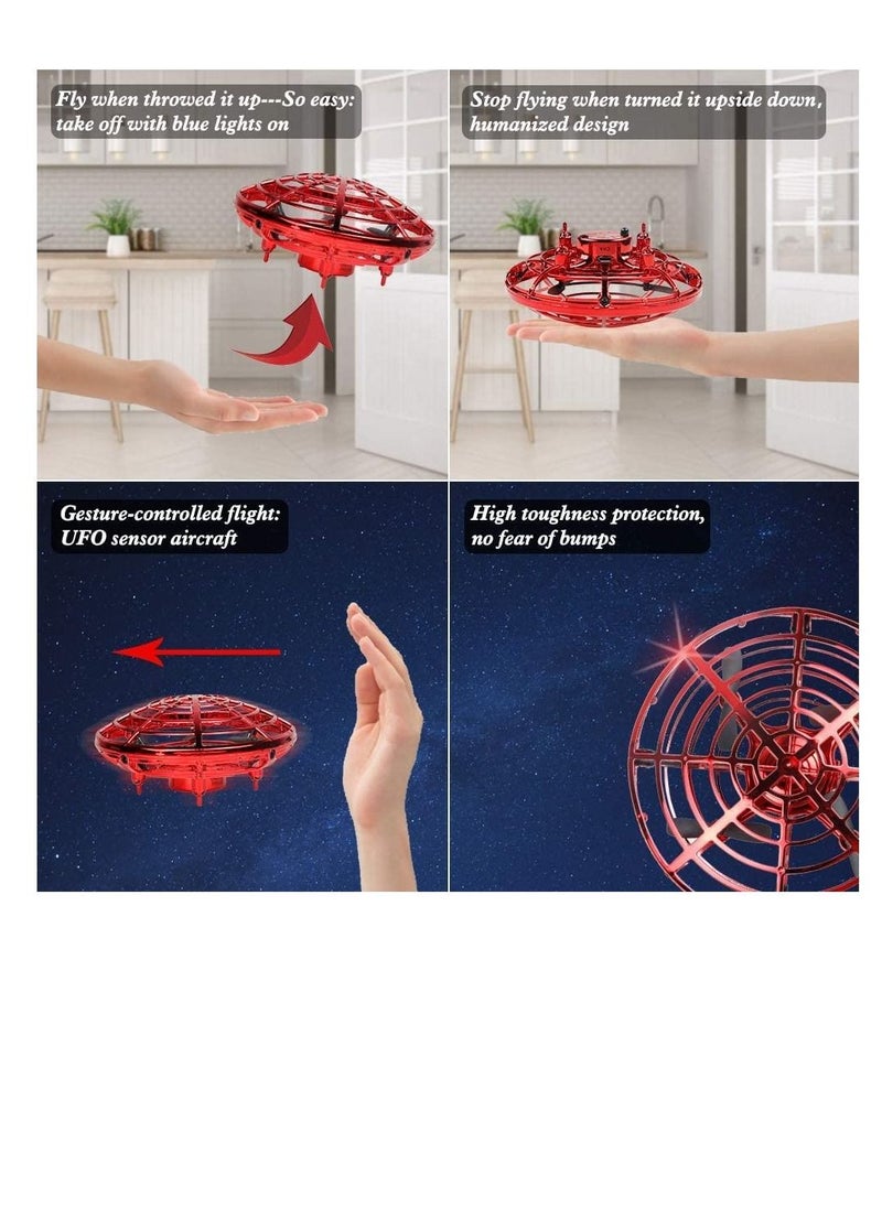 Excefore - Mini UFO Flying Ball Toys, Hand Operated Drone for Kids Adults, Hands-Free Motion Sensor Mini Drone, With 5 Infrared Sensors 360°Rotating and Flashing LED Lights, Suspended Rotating Flying Saucer - Image 1