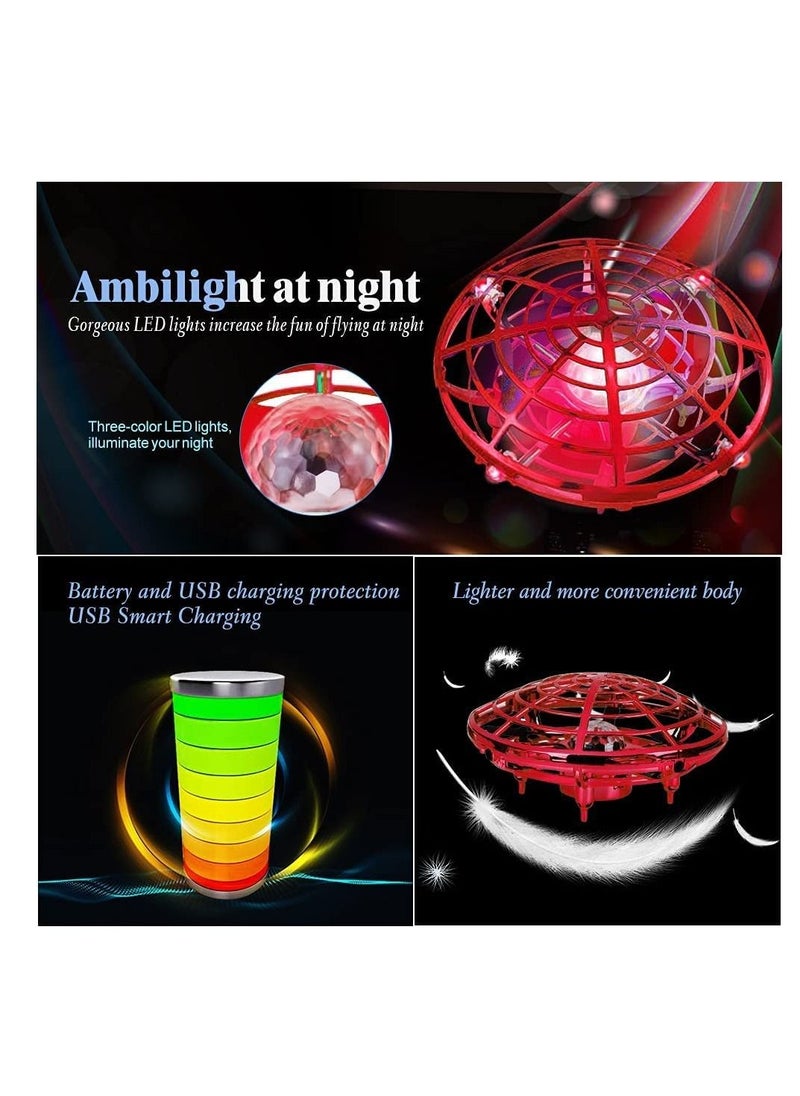 Excefore - Mini UFO Flying Ball Toys, Hand Operated Drone for Kids Adults, Hands-Free Motion Sensor Mini Drone, With 5 Infrared Sensors 360°Rotating and Flashing LED Lights, Suspended Rotating Flying Saucer - Image 1