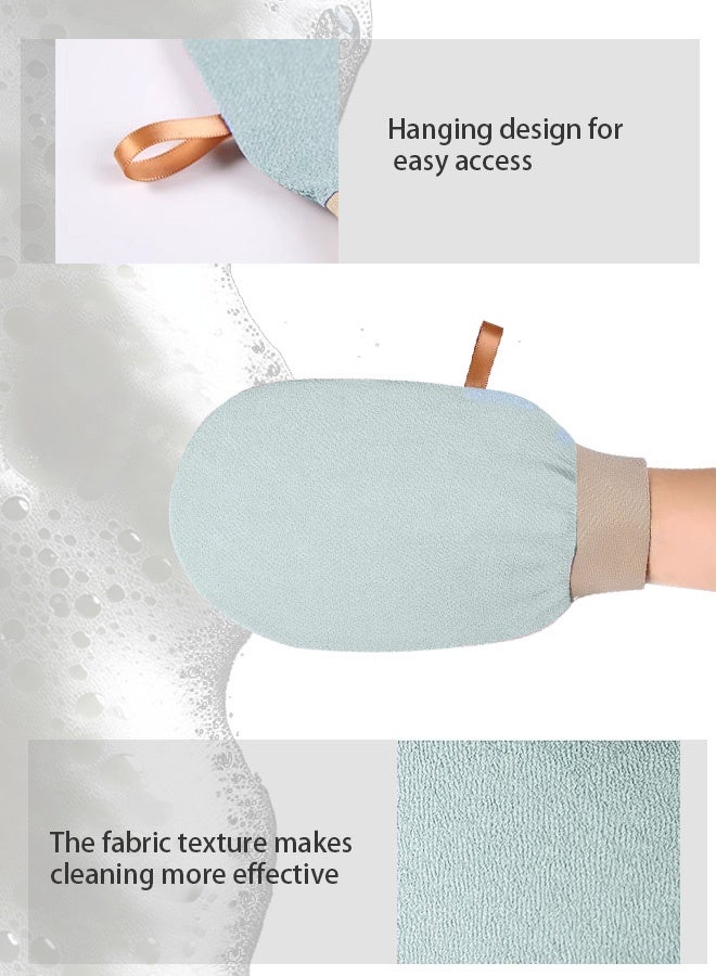 قفازات تقشير -قفازات تقشير كورية -منظف جسم قابل للتقشير، مقشر جسم، قفازات دش مصنوعة من الألياف الليفية، مزيل جلد ميت لجلد ناعم، تجهيز وإزالة ذاتي الطلاء (أخضر) - Image 2