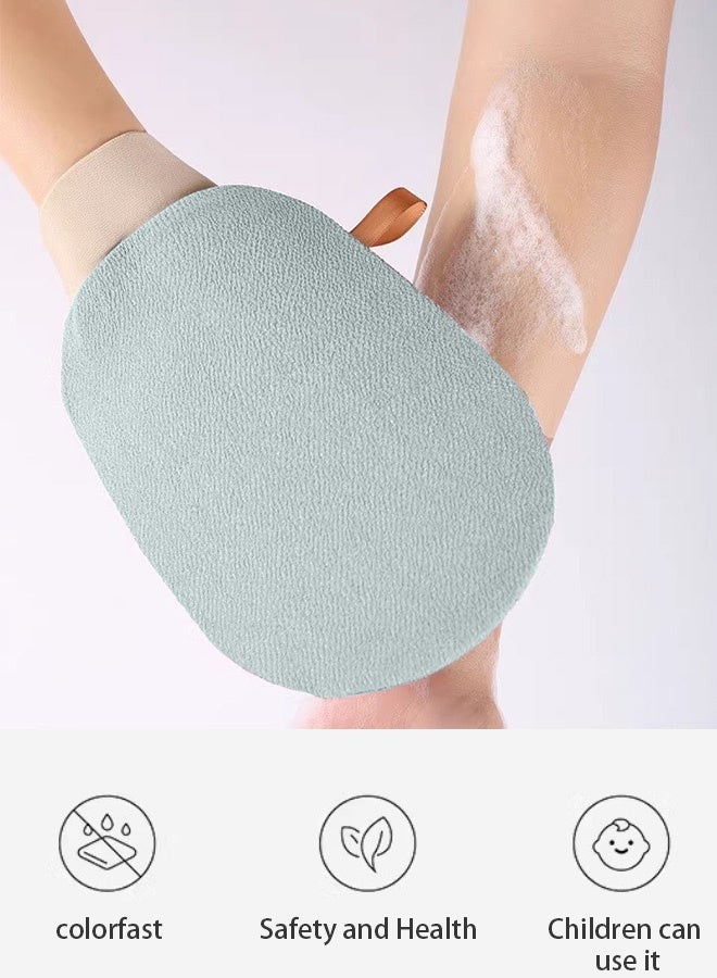قفازات تقشير -قفازات تقشير كورية -منظف جسم قابل للتقشير، مقشر جسم، قفازات دش مصنوعة من الألياف الليفية، مزيل جلد ميت لجلد ناعم، تجهيز وإزالة ذاتي الطلاء (أخضر) - Image 3