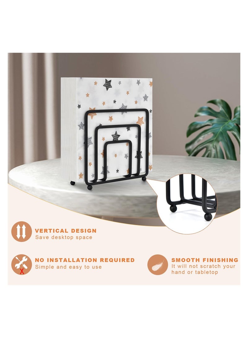 KASTWAVE Napkin Holder for Table, Freestanding Metal Paper Holder for Kitchen Countertop, Heavy Duty Napkin Paper Organizer, Modern Napkin Holder for Countertop, Farmhouse Tissue Holder, Black - Image 4