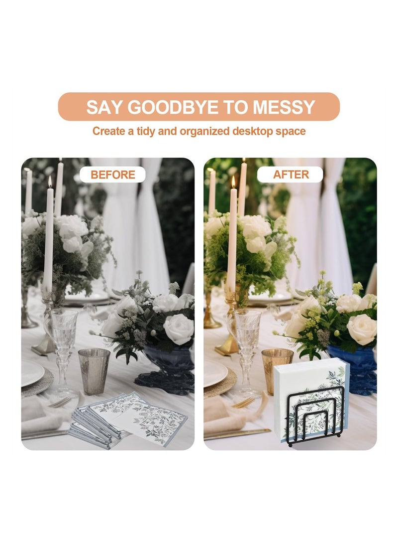 KASTWAVE Napkin Holder for Table, Freestanding Metal Paper Holder for Kitchen Countertop, Heavy Duty Napkin Paper Organizer, Modern Napkin Holder for Countertop, Farmhouse Tissue Holder, Black - Image 3