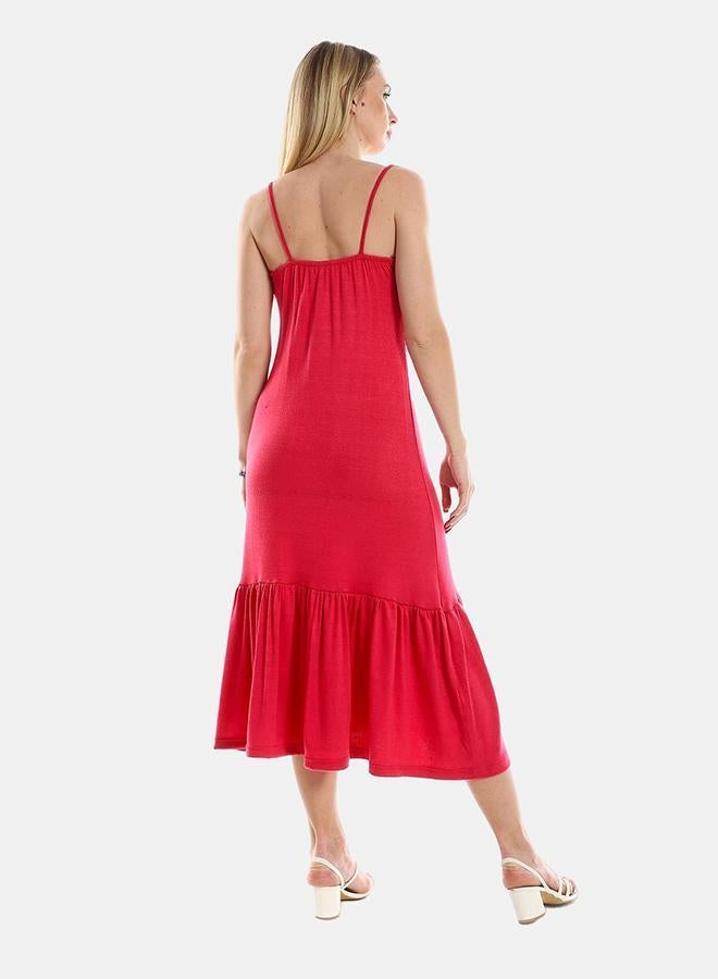 kady Jamila Women Spaghetti Sleeves Knitted Pattern Casual Dress With Decorative Buttons - Image 3