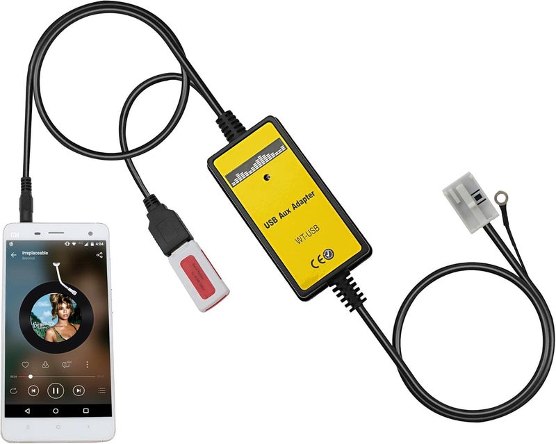 Yomikoo Aux Adapter for VW and Skoda Vehicles - USB MP3 Player Interface with 3.5mm AUX - Image 1
