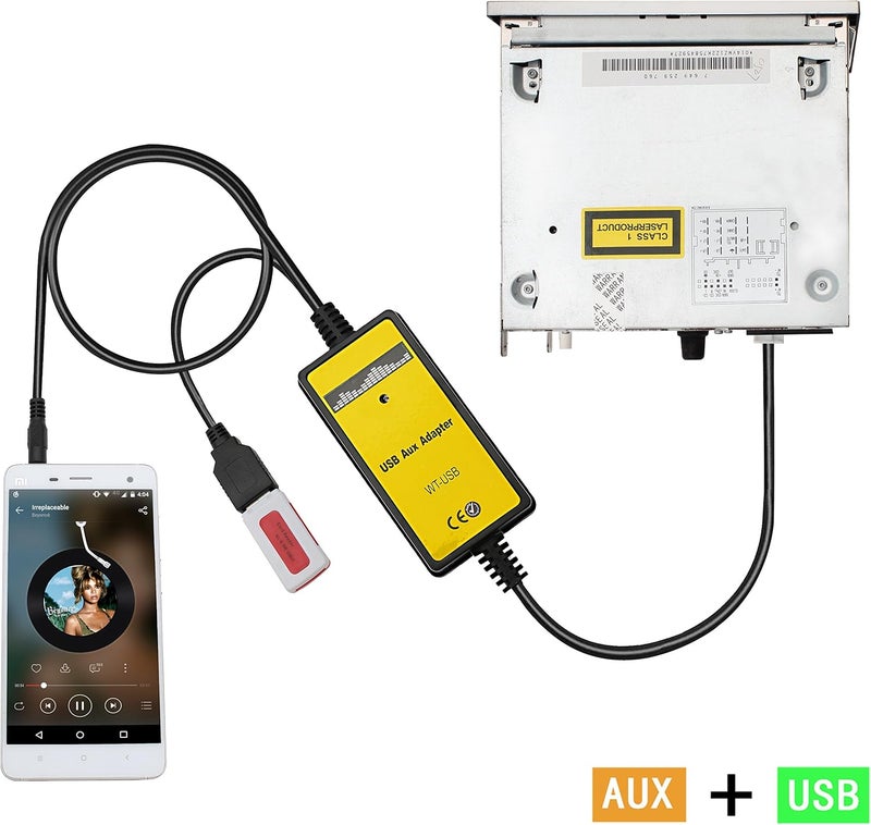 Yomikoo Aux Adapter for VW and Skoda Vehicles - USB MP3 Player Interface with 3.5mm AUX - Image 3