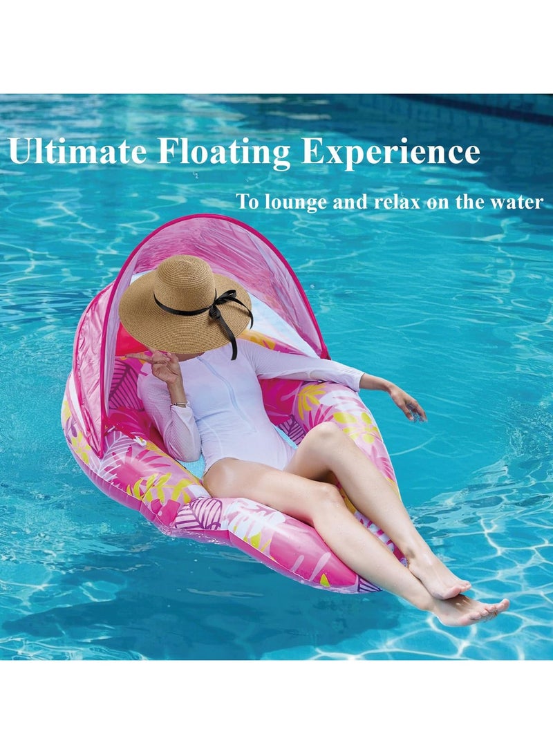 VUCATIN Teardrop Inflatable Pool Floats for Adults with Detachable Canopy Water Floating Recliner Portable Lounge Raft for Summer Pool Party Lake or Beach (Pink) - Image 3